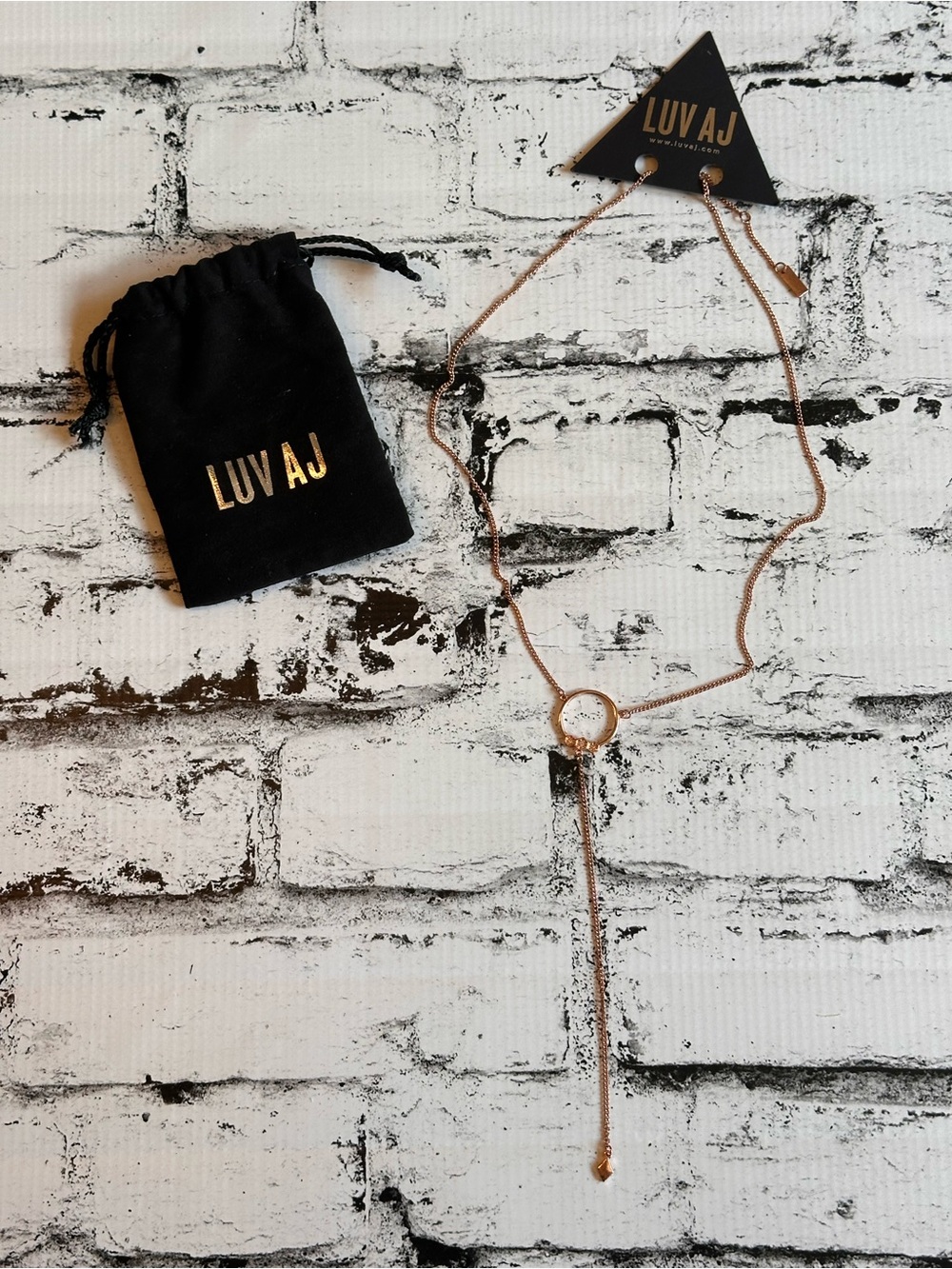 Luv AJ Full Bloom Rose Gold Swarovski Crystal Lariat Necklace